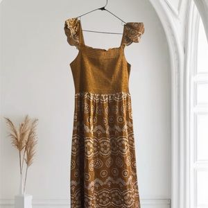 Elegant Mustard and White Dress